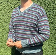 Missoni Sport Rainbow 3D Knit Striped Pullover Cosby Sweater Size 54 L