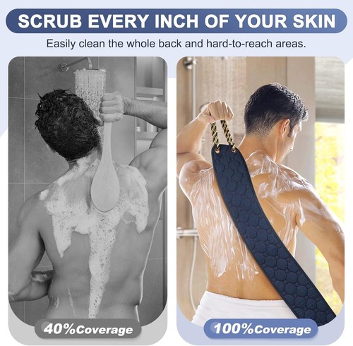 Scrubber Schiena Esfoliante con Manici, 38,5 Pollici Esfoliante Schienale Doppio Lato B - Foto 2 di 9