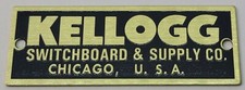 Kellogg Switchboard  Supply Co. Chicago USA NAME PLATE western electric antique