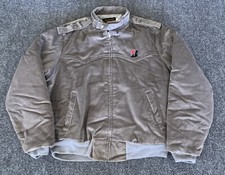 Swingster VTG Cafe Racer Jacket Gray Corduroy Zip Front Quilt Lined Bridgestone