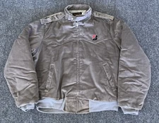 Swingster VTG Cafe Racer Jacket Gray Corduroy Zip Front Quilt Lined Bridgestone
