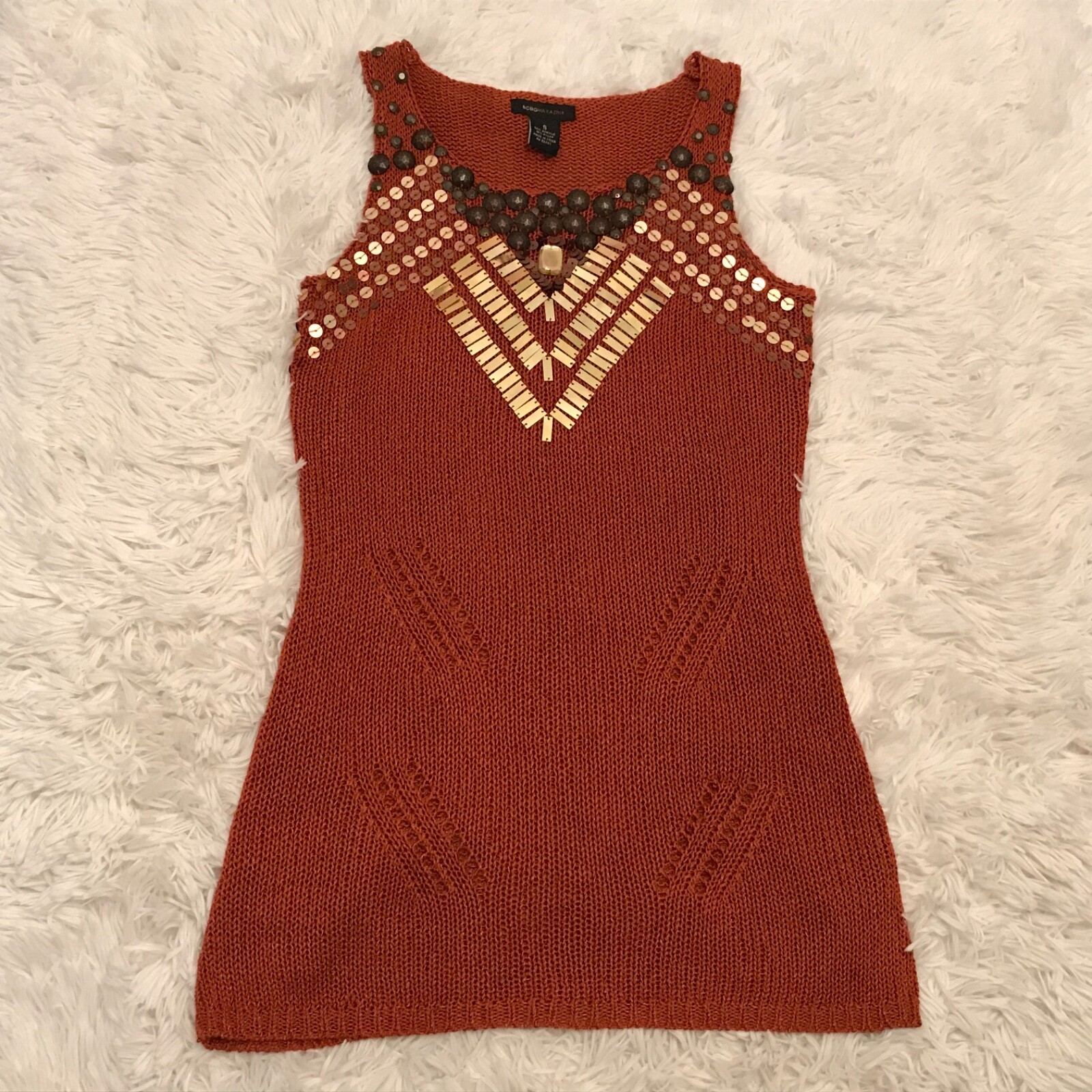 BCBG MAX AZRIA Bronze Knit Sleeveless 