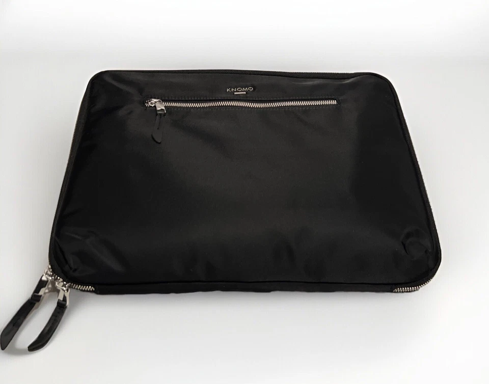 Knomo London Compacto 13" Bandolera Tech Organizador Negro Plata Herrajes Cremallera NUEVO Foto 4 de 4