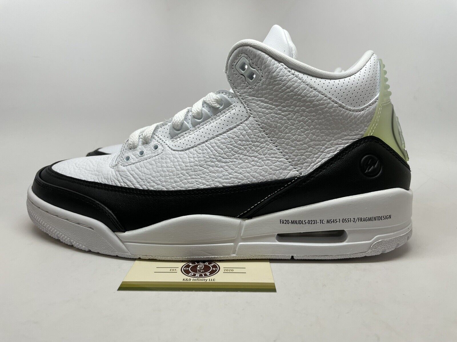 fragment design x jordan 3 white black