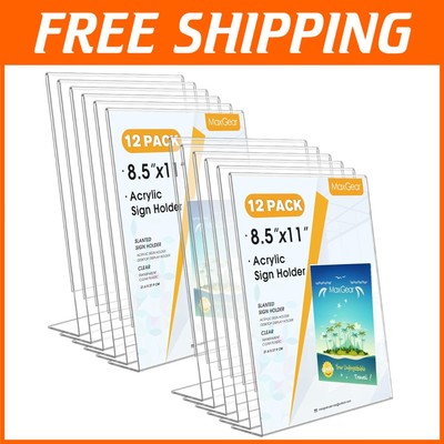 Self-Standing Acrylic Sign Holders 8.5 x 11 Inches - 12 Count Versatile Setup