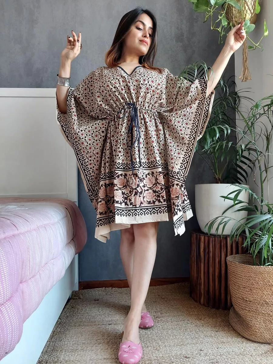 Short-Kaftan-Dress-Hippy-Boho-Maxi-Plus-Size-Women-Caftan-Tunic-Dress,  Stylish