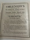 MARCH 1912 GARRICK THEATRE PLAYBILL, PAUL ORLENEFF IN CZAR PAUL 1 AND GHOSTS — photo 3