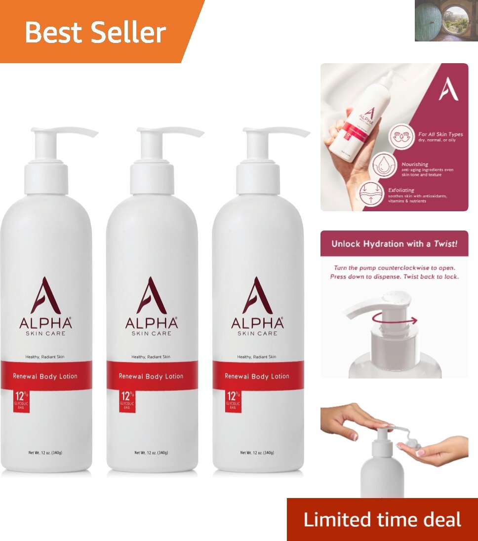 Glycolic AHA 12% Exfoliating Body Lotion 3-Pack for Rejuvenation