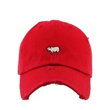 Farm Pig Vintage Baseball Cap Embroidered Cotton Adjustable Distressed Dad Hat