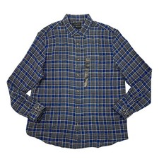 Banana Republic Shirt XL Extra Large Untucked Fit Blue Plaid Button Down Collar