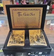Vintage Lionel Barrymore The Gold Set Double Deck Playing Cards Etched in Case