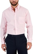 Club Room Mens Gingham Button Down Dress Shirt Orchid Pink 15.5 / 32 - 33, M
