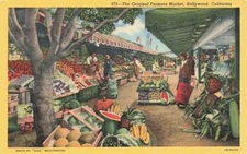 Original Farmers Market Vendors Stalls Shoppers Scene Hollywood CA VTG  P85