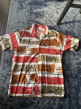 Vintage Barefoot in Paradise Shirt Mens L Button Up  Hawaiian