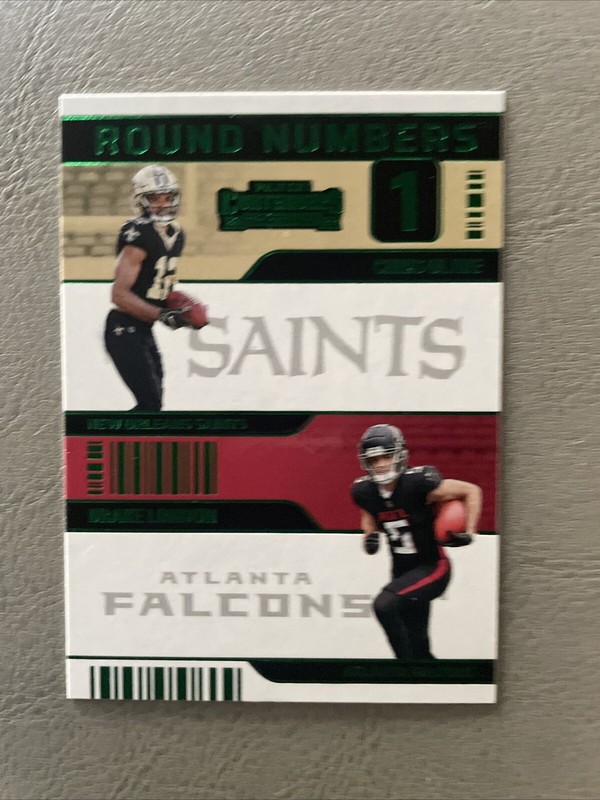 2022 Panini Contenders Green Round Numbers Chris Olave/Drake London RN-OL 