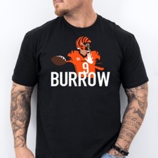 BURROW 9  Cincinnati Football Soft Ring Spun Pre-Shrunk Cotton T-Shirt