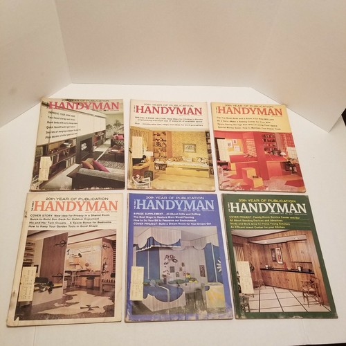 Lot of 6 Vintage Handyman Magazines 1970 DIY Homeowners MCM