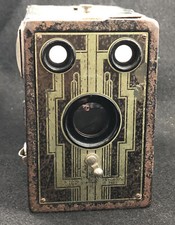 LEATHER BOX CAMERA 1950's MID CENTURY MOD No Strap EASTMAN KODAK VTG ART DECO