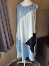 VINCE CAMUTO Size L Sleeveless Color-Block Mod High-Low Shift Dress