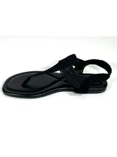 Ankle Strap Corded Thong. Color: Black Sued