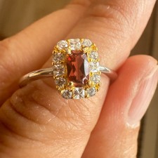 925 Sterling Silver Ring 5x3mm Red Natural Rhodolite Garnet Gemstone Zircon Cute