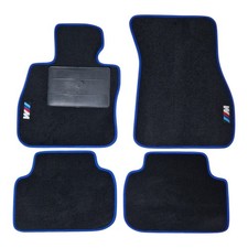 Set Tappetini Tappeti Auto Moquette Bmw Serie 1 (F40) 2019, bordo blu, 2 ricami