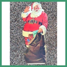 Vintage 1950s Santa Claus Display Sign 58" Cardboard Easel Stand Christmas