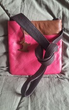 Pink Radley Genuine Leather Shoulder Bag/ Crossbody with Leather Bag Charm