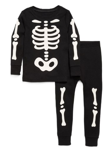 New Old Navy Black Two Piece Skeleton Costume PJS Pajama Set Size 6T NWT