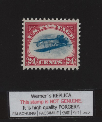 #ad FORGERY Werner#x27;s REPLICA 1918 24 cent airmail Inverted Jenny stamp $9.99