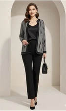 Ming Wang Chic Studded Textured Open Knit Cardigan Size M