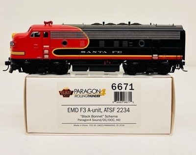 Broadway Limited HO ATSF Black Bonnet EMD F3 A Unit Paragon4 DCC & Sound 6671