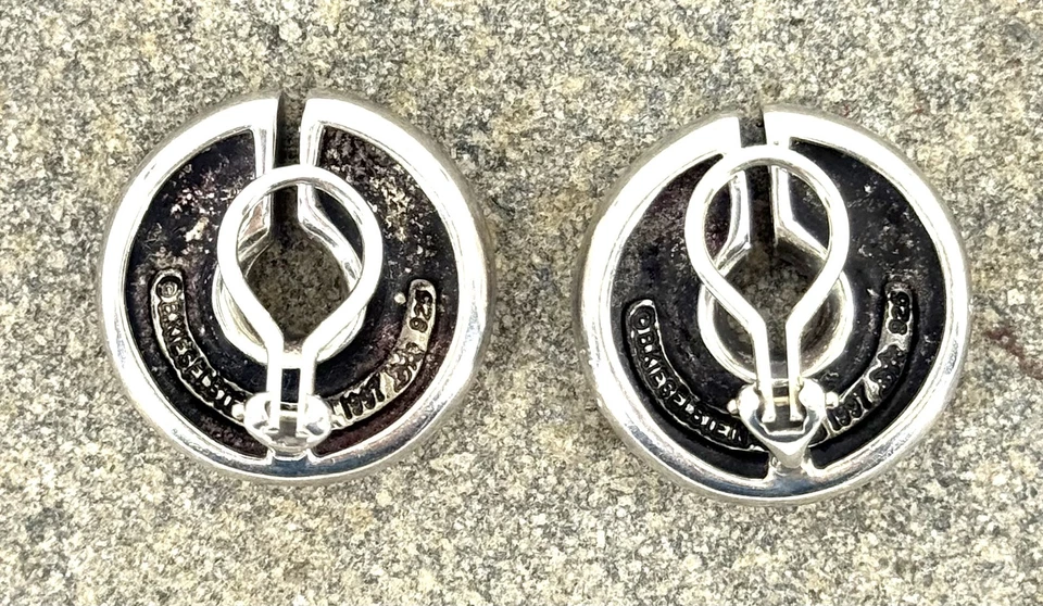 Barry Kieselstein Cord Modernist Clip On Earrings Sculptural Circle 925 Sterling - Image 3 of 4