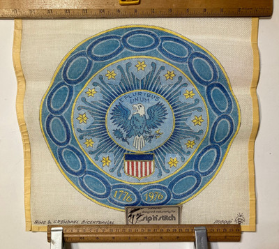 USA Bicentennial Needlepoint Canvas  14 x 14  vintage sip n stitch