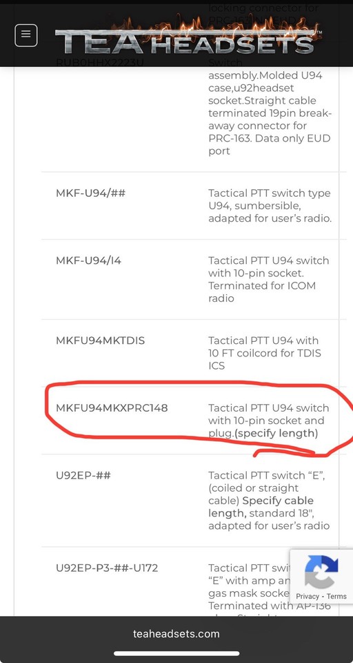 Excellent TEA Headsets 10-Pin Maritime Submersible PTT- 13” Length ...