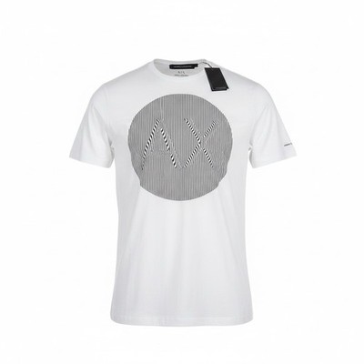 Armani Exchange Optical Illusion Logo Slim Fit Stretch T Shirt White Designer