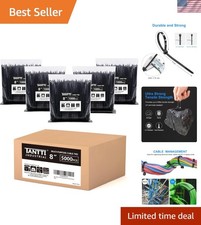 8-Inch Black Zip Ties - Heavy-Duty 50lb Tensile Strength, 5000 Pack for Ultim...