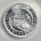 Train Railway Silver Round 1/10 Oz .999 Fine ICG MS69 PL Proof Like Monarch -B11