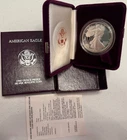 1990-S brilliant gem PROOF American SILVER EAGLE with case, box & COA. Pf ASE