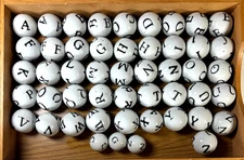 Lot of 49 Ceramic Porcelain Balls Alphabet Letter Initial Decorative (no S)