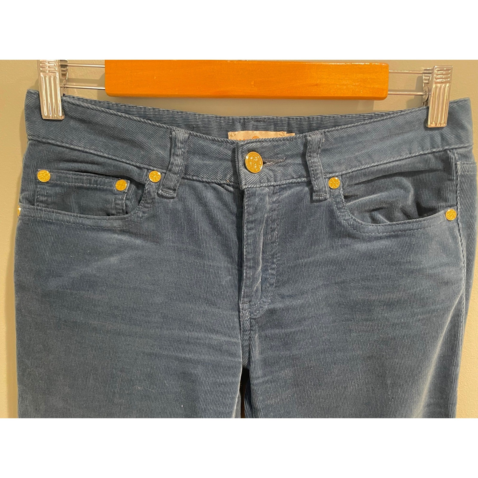 Tory Burch Corduroy Super Skinny Jeans Blue Women's Size 25 thumbnail 3