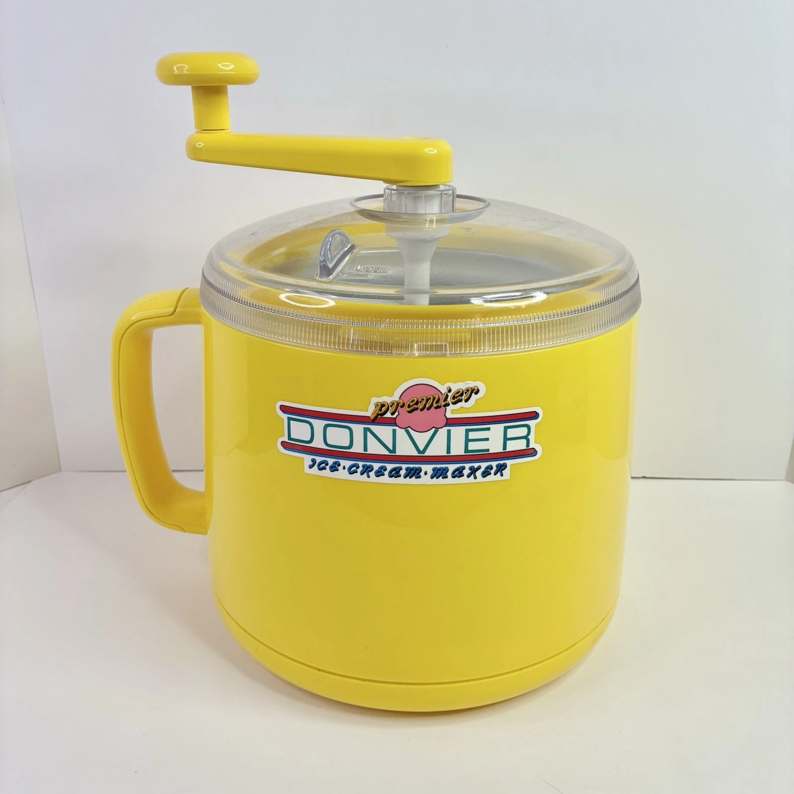 Donvier Premier Ice Cream Frozen Dessert Maker YELLOW 1-Quart Hand Crank *READ*
