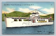 Vintage Steel Motor Vessel Ticonderoga Postcard Lake George NY