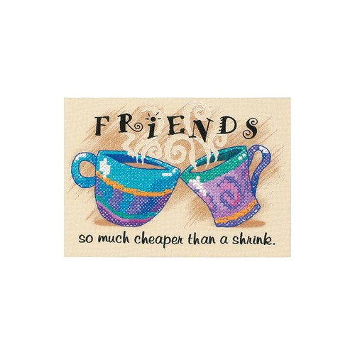 DIY Dimensions Cheaper Shrink Coffee Friends Stamped Cross Stitch Kit 7X5 - Picture 2 of 2