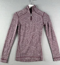 Smartwool Merino 250 Base Layer 1/4 Zip Womens XS Burgundy Outdoor Workwear
