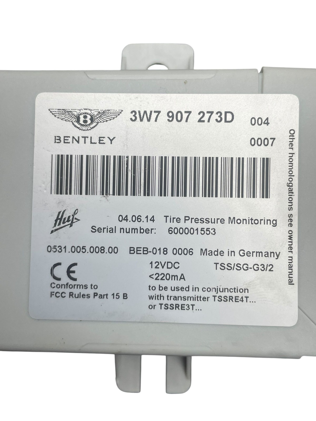 2013-2019 BENTLEY FLYING SPUR 4W 223B TPMS TIRE PRESSURE SYSTEM CONTROL MODULE