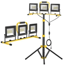 Upgraded LED Work Lights with Stand, 21000 Lumen, 3-Head Adjustable Work Light,