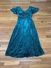 Morilee By Madeline Gardner Womens Dress Sz 18 Emerald Green Velvet Floral Gown