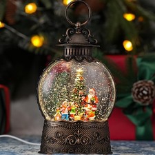 Snow Globe with Santa Claus, Light Up Christmas Snow Globes with Music Timer - U