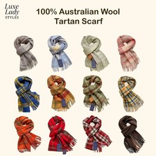 Pure Wool Tartan Scarf Check  Plaid Wrap Classic Winter Soft  Warm Gift for Her
